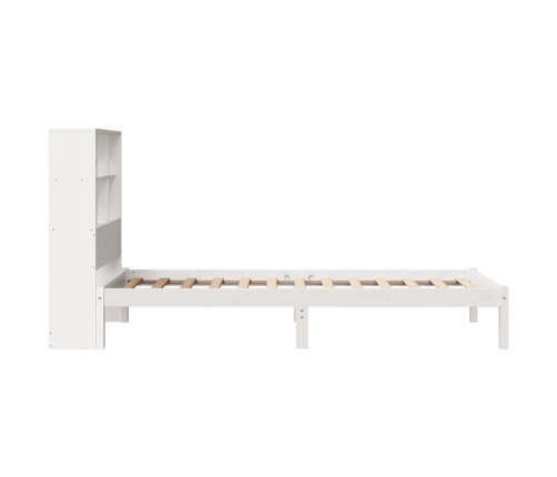 Cama con estantería sin colchón madera maciza blanca 75x190 cm