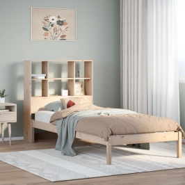 Cama con estantería sin colchón madera maciza de pino 90x190 cm