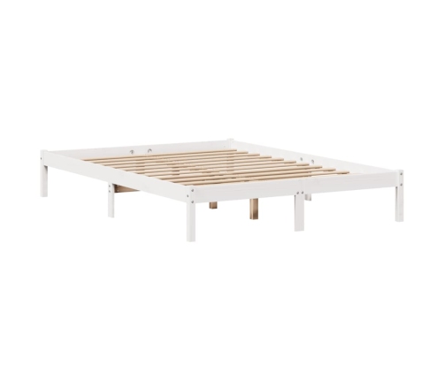 Cama con estantería sin colchón madera maciza blanca 120x190 cm