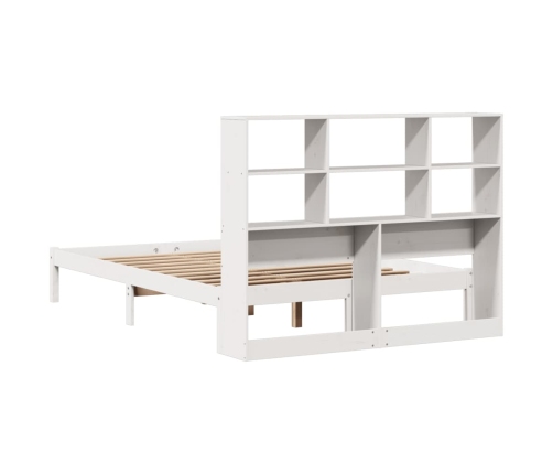 Cama con estantería sin colchón madera maciza blanca 120x190 cm