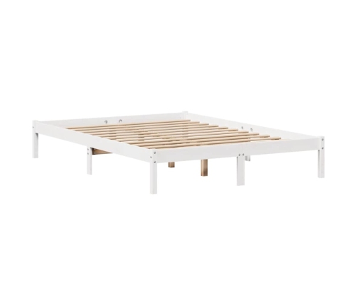 Cama con estantería sin colchón madera maciza blanca 135x190 cm