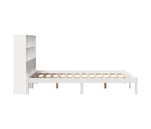 Cama con estantería sin colchón madera maciza blanca 135x190 cm