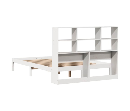 Cama con estantería sin colchón madera maciza blanca 135x190 cm