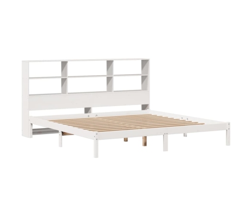 Cama con estantería sin colchón madera maciza blanca 180x200 cm