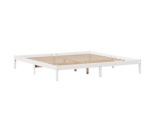 Cama con estantería sin colchón madera maciza blanca 180x200 cm