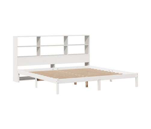 Cama con estantería sin colchón madera maciza blanca 200x200 cm