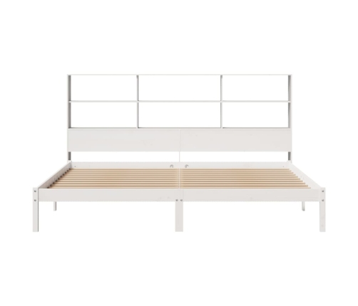 Cama con estantería sin colchón madera maciza blanca 200x200 cm