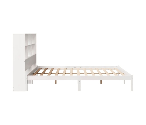 Cama con estantería sin colchón madera maciza blanca 200x200 cm