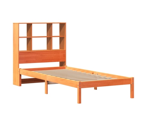 Cama con estantería sin colchón madera maciza marrón 75x190 cm