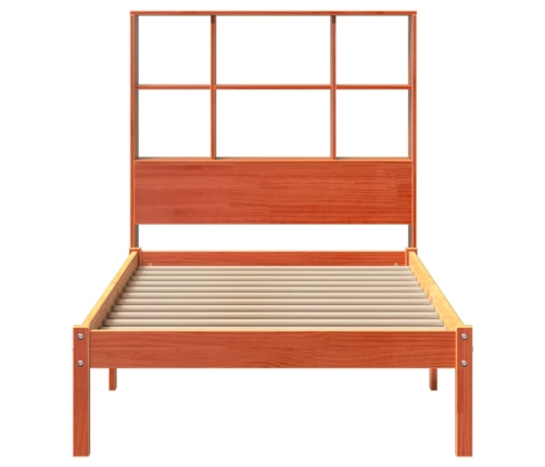 Cama con estantería sin colchón madera maciza marrón 75x190 cm