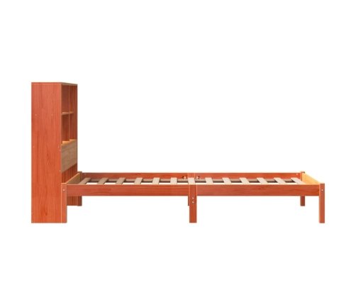 Cama con estantería sin colchón madera maciza marrón 75x190 cm