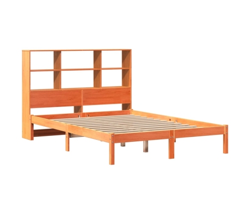 Cama con estantería sin colchón madera maciza marrón 140x190 cm