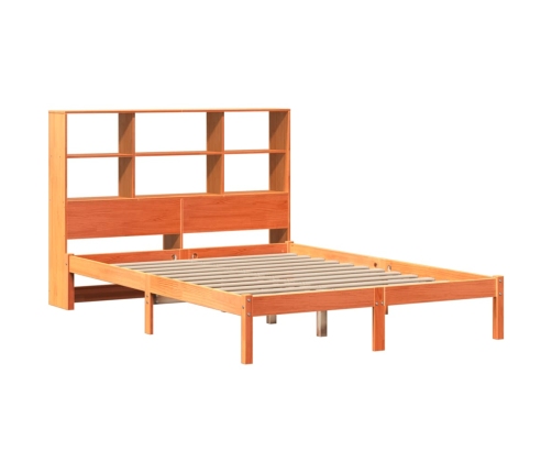 Cama con estantería sin colchón madera maciza marrón 120x200cm