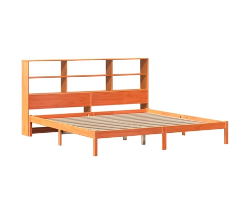 Cama con estantería sin colchón madera maciza marrón 200x200 cm