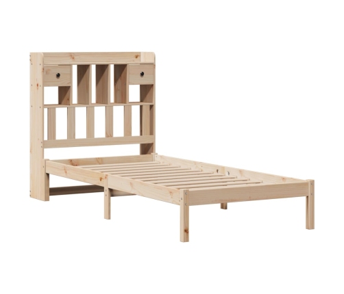 Cama con estantería sin colchón madera maciza de pino 75x190 cm