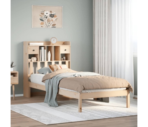 Cama con estantería sin colchón madera maciza de pino 75x190 cm