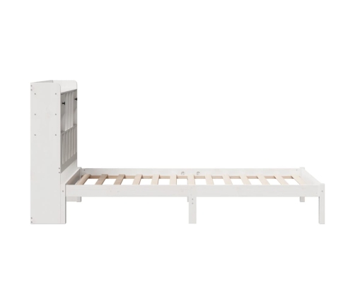 Cama con estantería sin colchón madera maciza blanca 75x190 cm