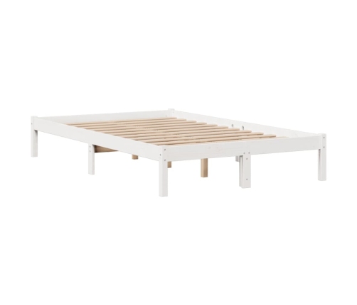 Cama con estantería sin colchón madera maciza blanca 120x190 cm