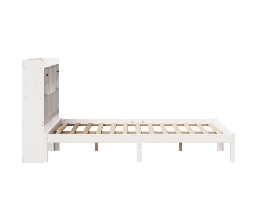 Cama con estantería sin colchón madera maciza blanca 120x190 cm