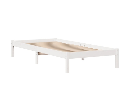 Cama con estantería sin colchón madera maciza blanco 90x200 cm