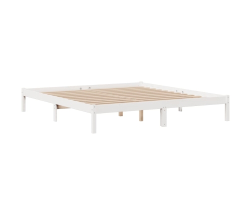 Cama con estantería sin colchón madera maciza blanca 200x200 cm