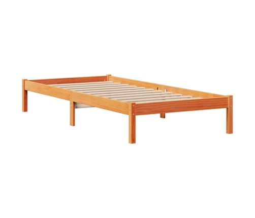 Cama con estantería sin colchón madera maciza marrón 75x190 cm