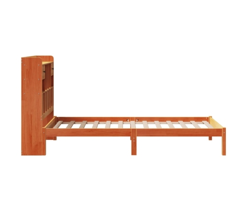 Cama con estantería sin colchón madera maciza marrón 75x190 cm