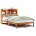 Cama con estantería sin colchón madera maciza marrón 135x190cm