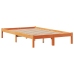 Cama con estantería sin colchón madera maciza marrón 135x190cm