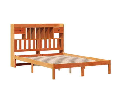 Cama con estantería sin colchón madera maciza marrón 150x200 cm