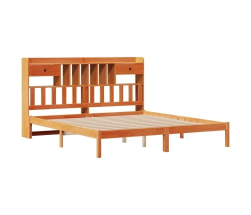 Cama con estantería sin colchón madera maciza marrón 200x200 cm