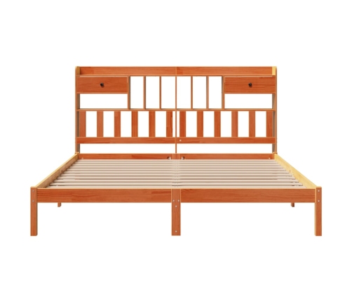 Cama con estantería sin colchón madera maciza marrón 200x200 cm