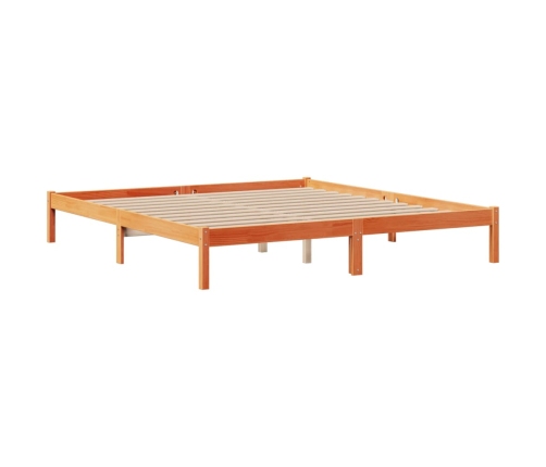 Cama con estantería sin colchón madera maciza marrón 200x200 cm