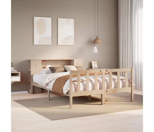 Cama con estantería sin colchón madera maciza de pino 120x190cm