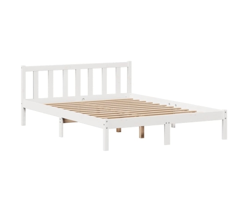 Cama con estantería sin colchón madera maciza blanca 120x190 cm