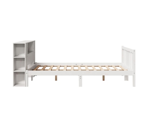 Cama con estantería sin colchón madera maciza blanca 120x190 cm