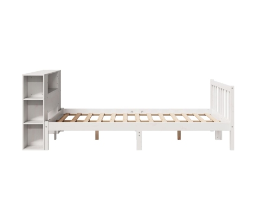 Cama con estantería sin colchón madera maciza blanca 135x190 cm