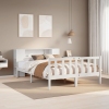 Cama con estantería sin colchón madera maciza blanca 140x190 cm