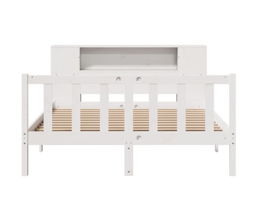 Cama con estantería sin colchón madera maciza blanca 120x200 cm