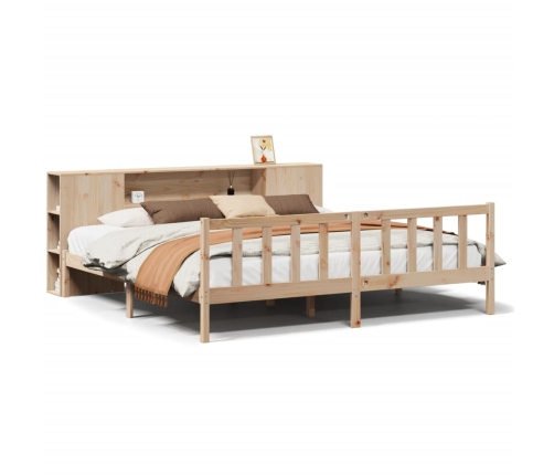 Cama con estantería sin colchón madera maciza de pino 180x200cm