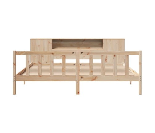 Cama con estantería sin colchón madera maciza de pino 180x200cm