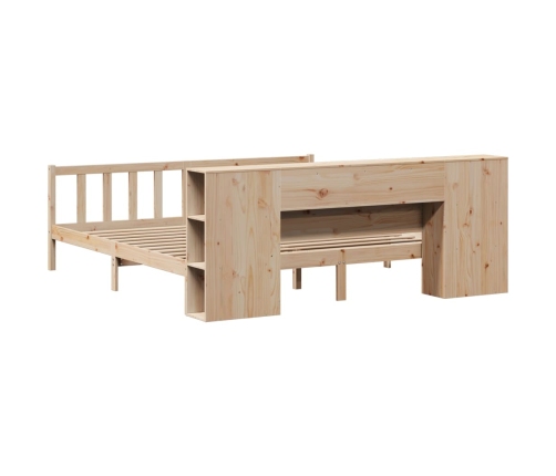 Cama con estantería sin colchón madera maciza de pino 180x200cm