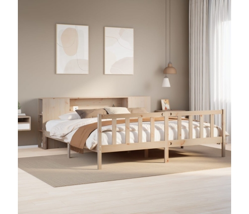 Cama con estantería sin colchón madera maciza de pino 180x200cm