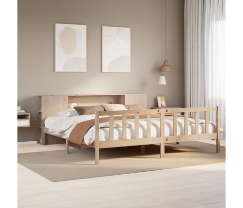 Cama con estantería sin colchón madera maciza de pino 200x200cm