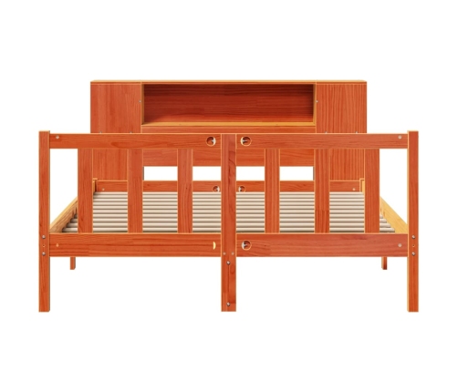 Cama con estantería sin colchón madera maciza marrón 120x190 cm