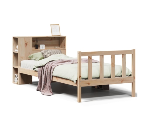 Cama con estantería sin colchón madera maciza de pino 75x190 cm