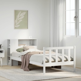 Cama con estantería sin colchón madera maciza de pino 90x190 cm