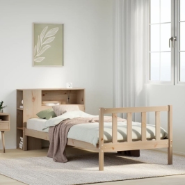 Cama con estantería sin colchón madera maciza de pino 90x200 cm