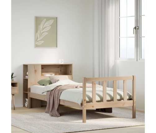 Cama con estantería sin colchón madera maciza de pino 90x200 cm