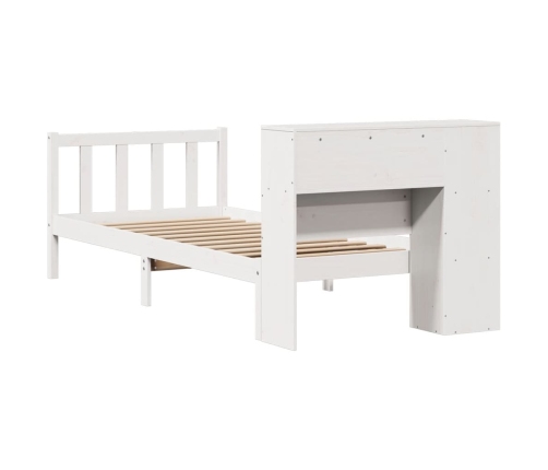 Cama con estantería sin colchón madera maciza blanco 90x200 cm